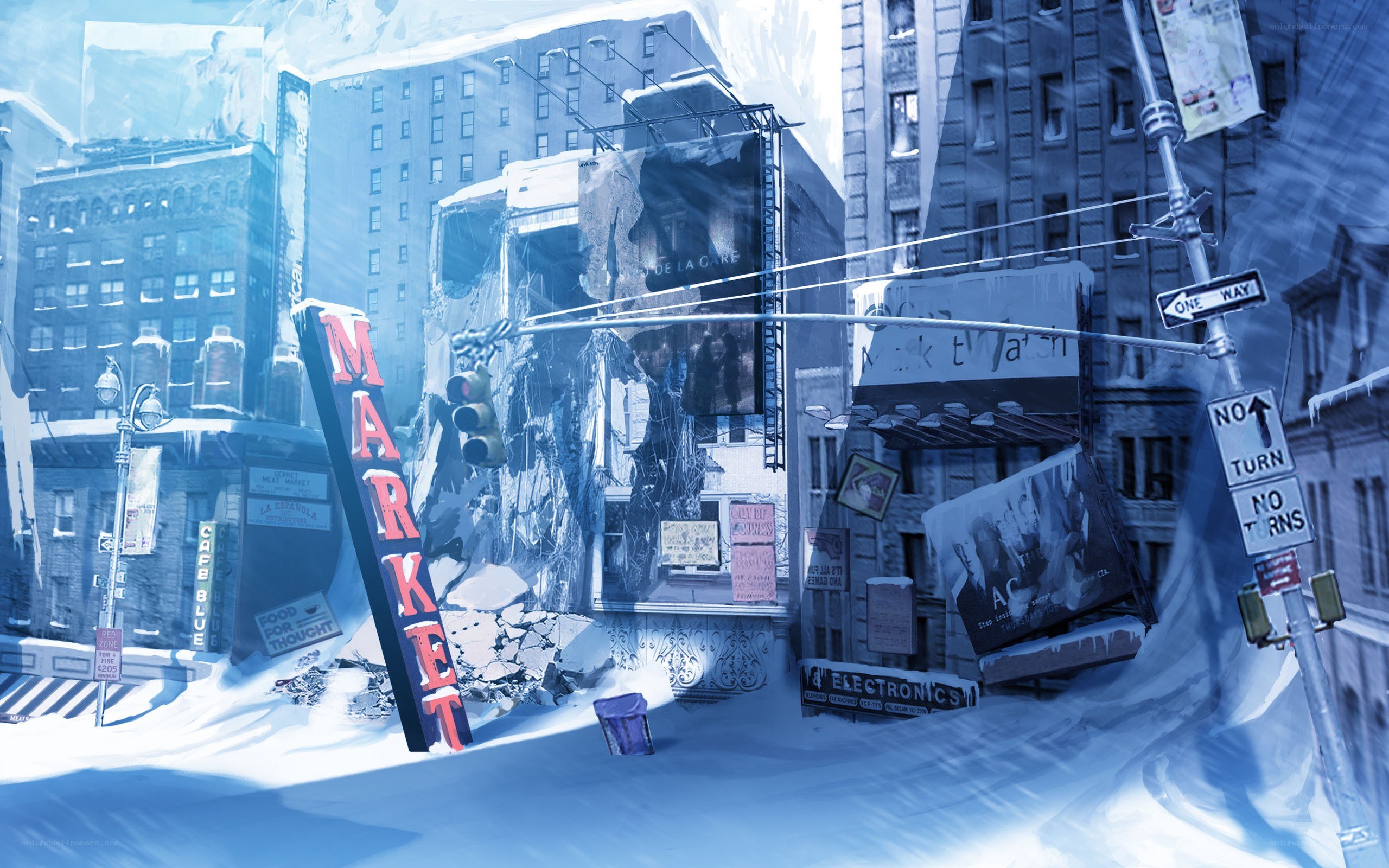 Snow-covered city street