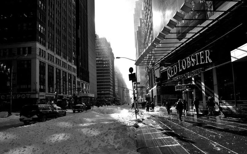 Snow-covered City Street — Black, Dramatic, Winter
