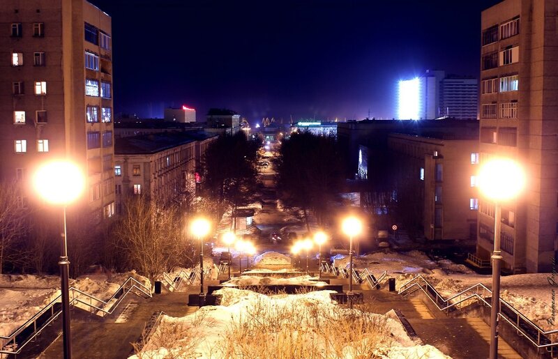 Snow-covered City Street — Blue, Cold