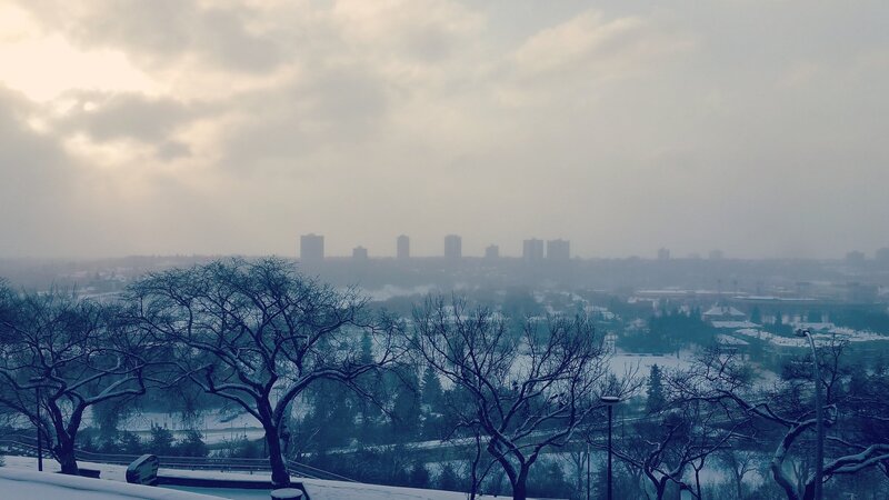 Snow-covered Cityscape — Blue, Overcast