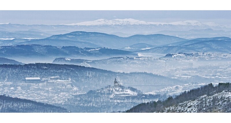 Snow-covered Cityscape — Blue