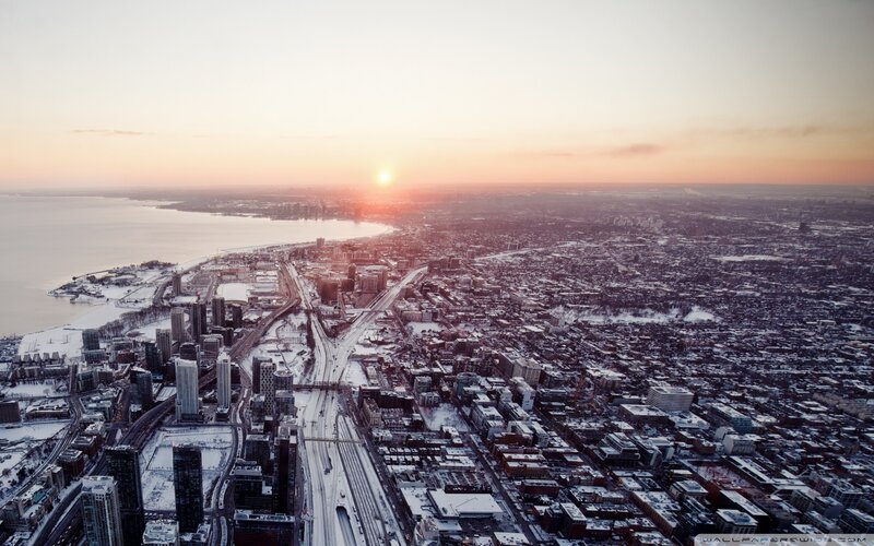 Snow-covered Cityscape — Orange