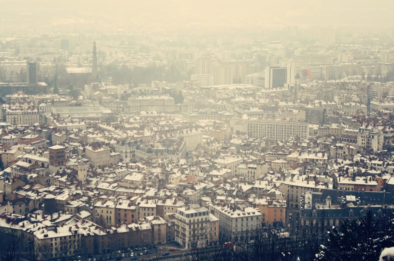 snow-covered cityscape view