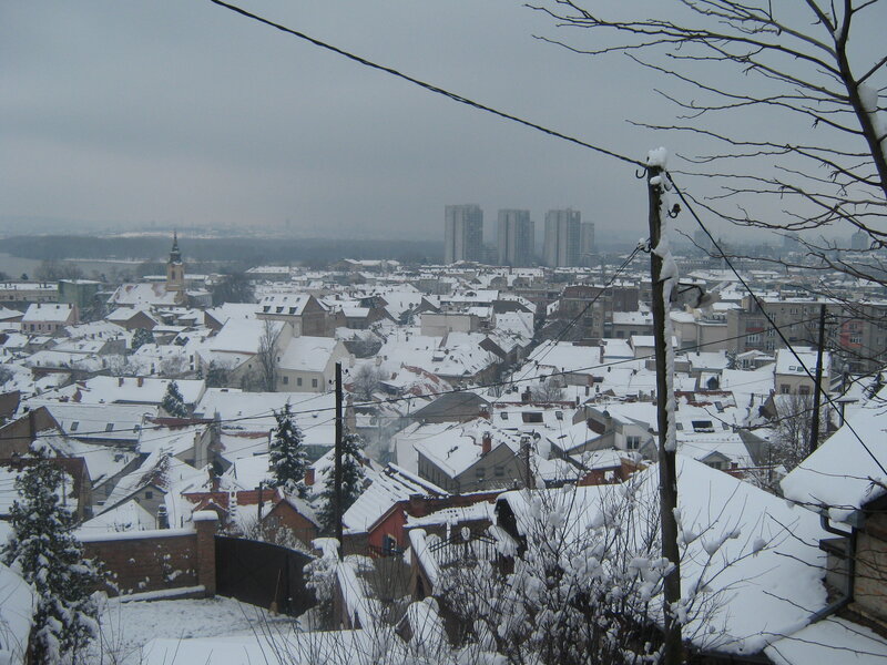 snow-covered cityscape view