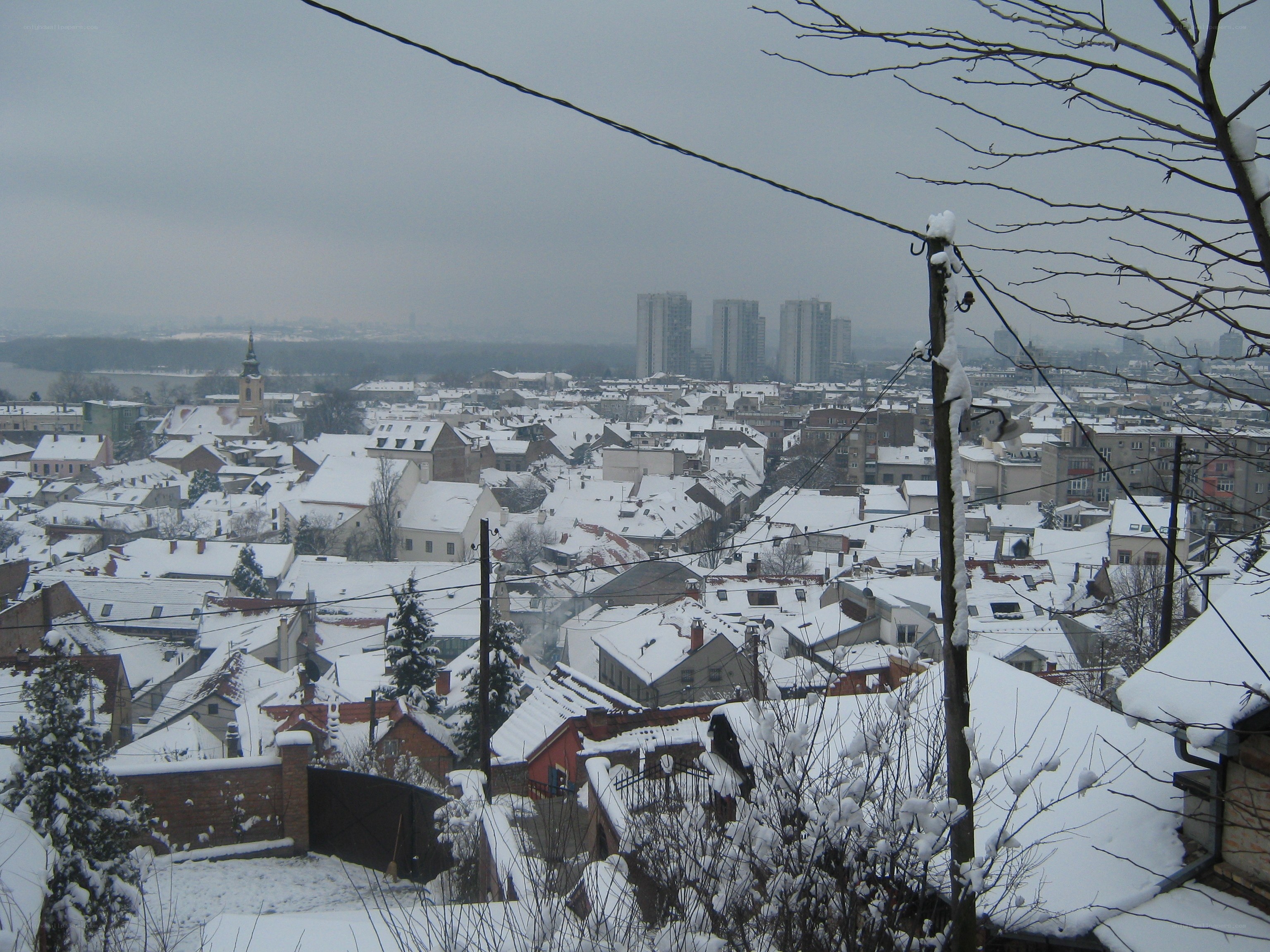 snow-covered cityscape view