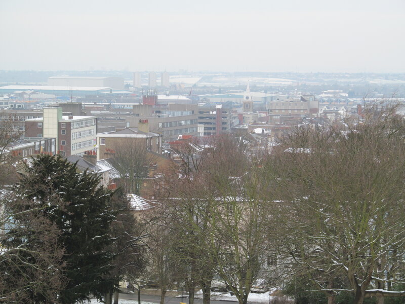 Snow-covered Cityscape — White, Overcast