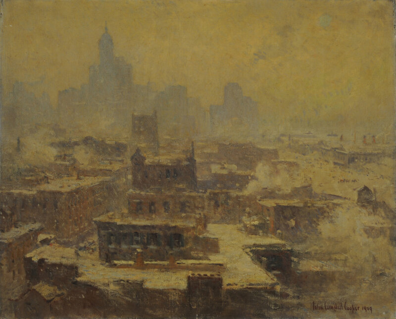Snow-covered Cityscape — Yellow