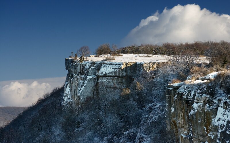 Snow-covered Cliff — Blue