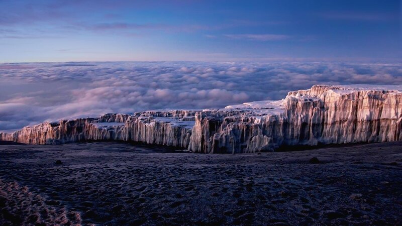 Snow-covered Cliff Edge — Blue