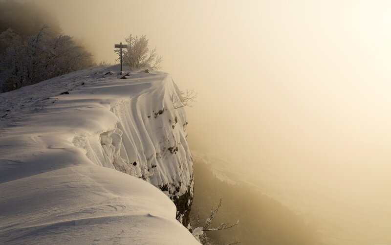 Snow-covered Cliff Edge