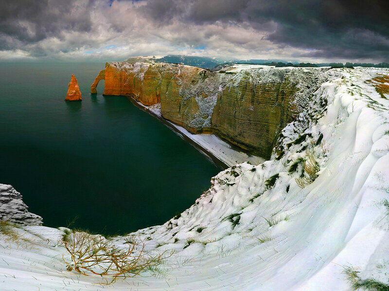 Snow-covered Cliffs — White