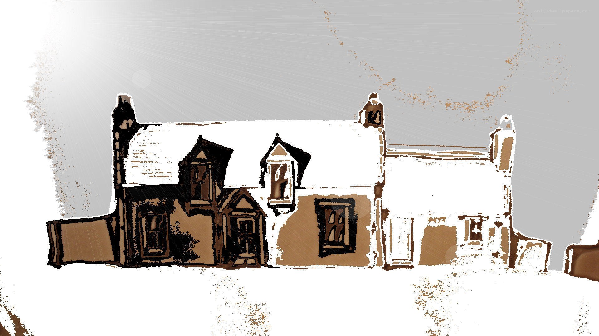 snow-covered cottage illustration