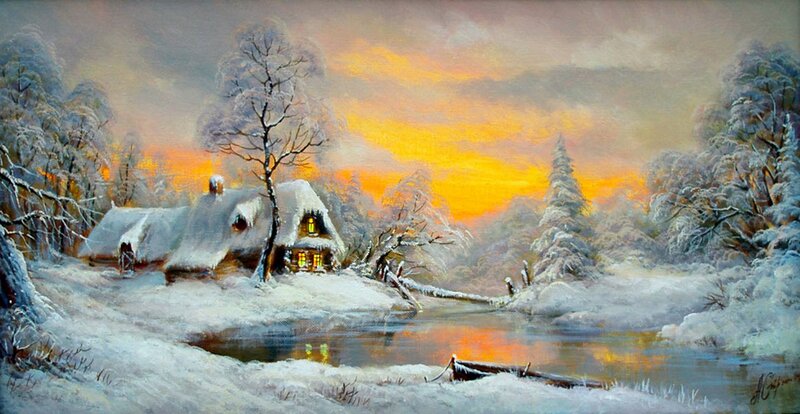 Snow-covered Cottage — Orange, Serene
