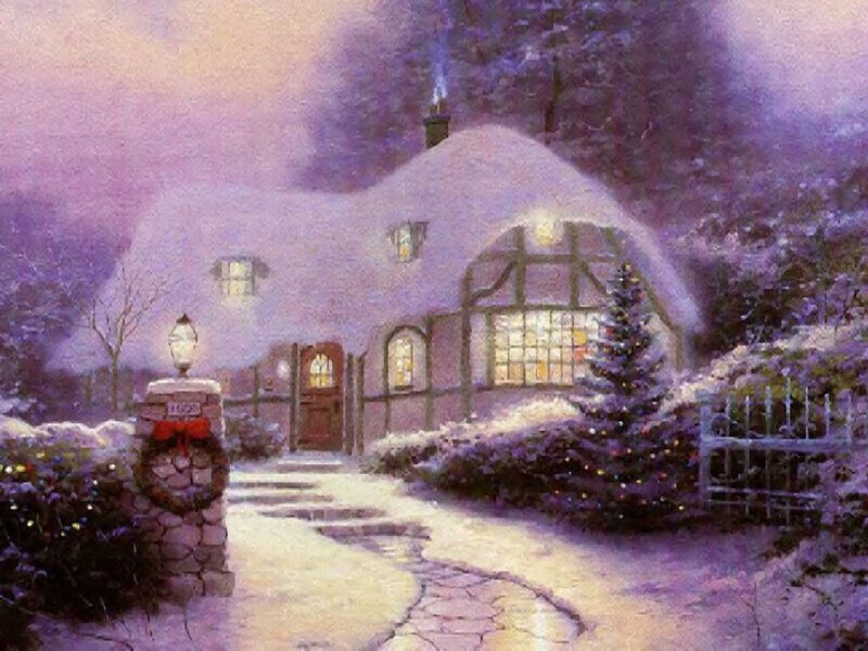 Snow-covered Cottage — Purple