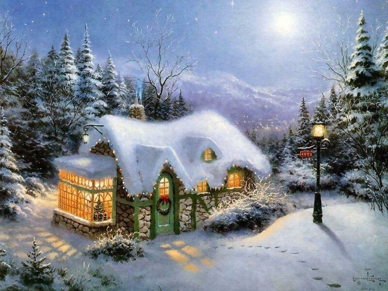 Snow-covered Cottage — White, Peaceful, Serene