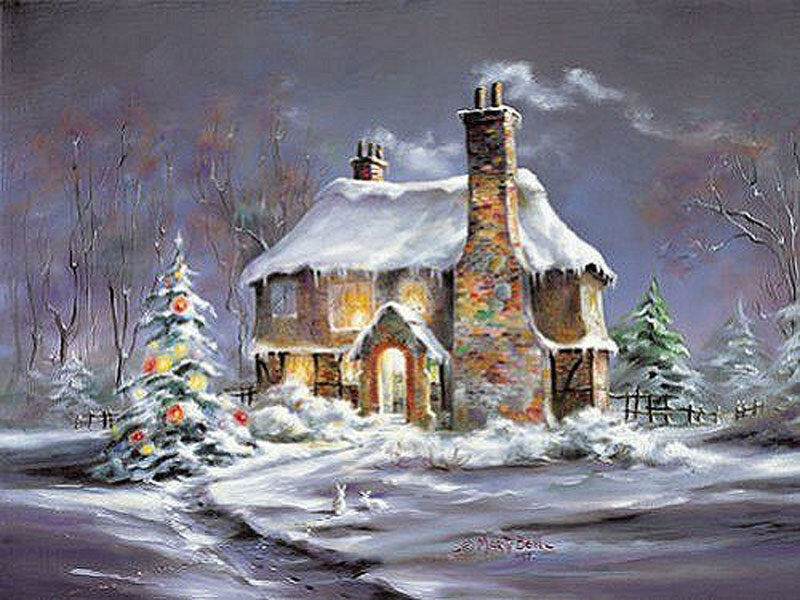 Snow-covered Cottage — White, Peaceful