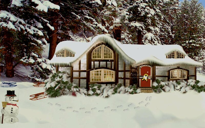Snow-covered Cottage — White, Peaceful, Winter, Digital Art