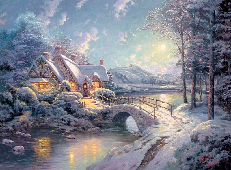 Snow-covered Cottage — White