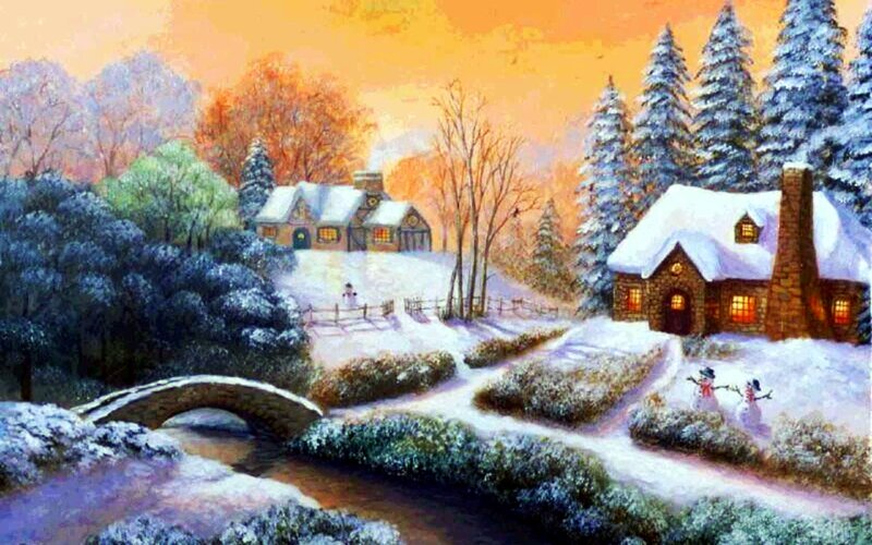 Snow-covered Cottages — White, Peaceful