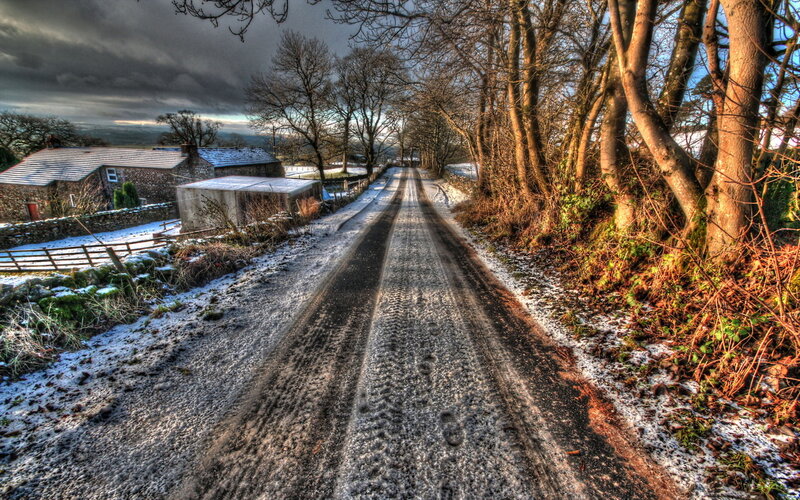 Snow-covered Country Road
