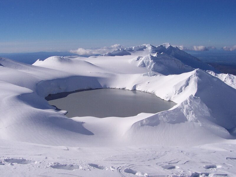 Snow-covered Crater Lake
