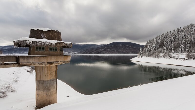 Snow-covered Dam
