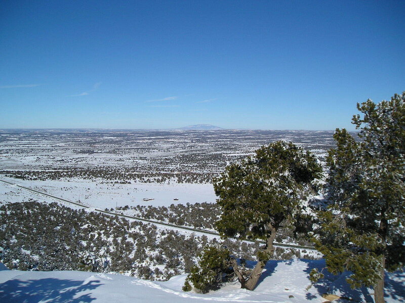 Snow-covered desert landscape