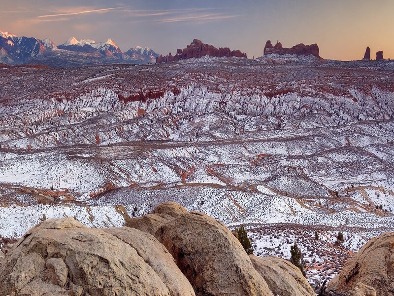 Snow-covered Desert Landscape — Red, Serene