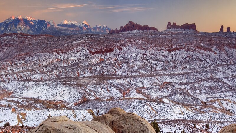 Snow-covered Desert Landscape — White, Serene