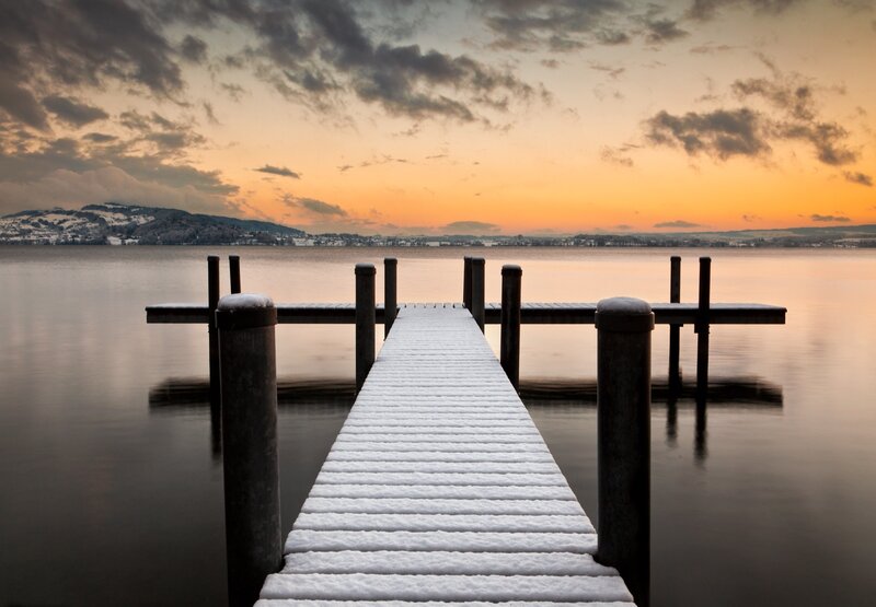 Snow-covered Dock — Orange