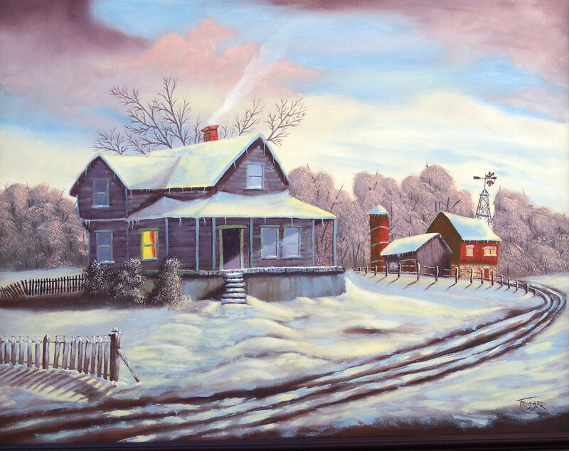 Snow-covered Farm House