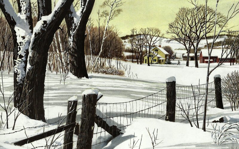 Snow-covered Farm Landscape — White