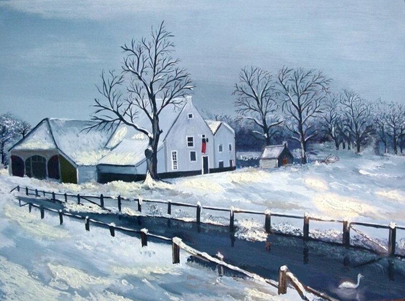 Snow-covered Farm — White