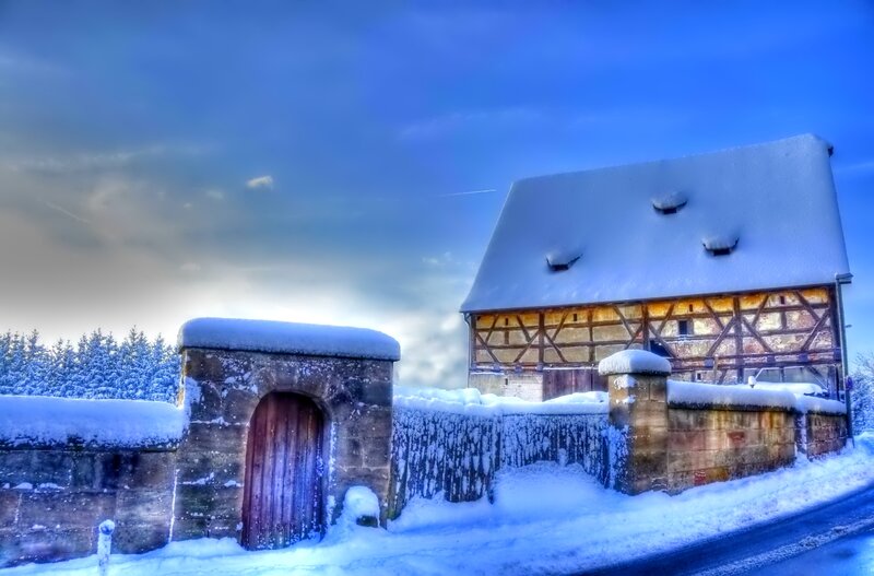 Snow-covered Farmhouse
