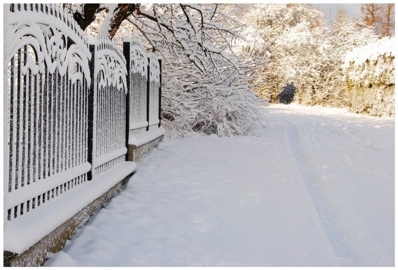 Snow-covered Fence and Path