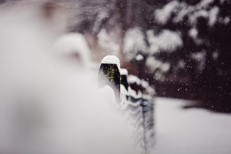 Snow-covered Fence Post — White, Calm, Winter