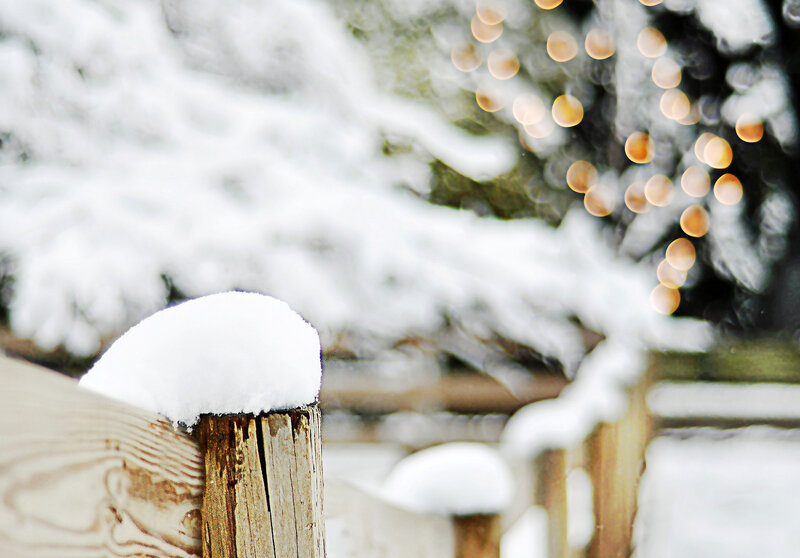 Snow-covered Fence Post — White, Serene
