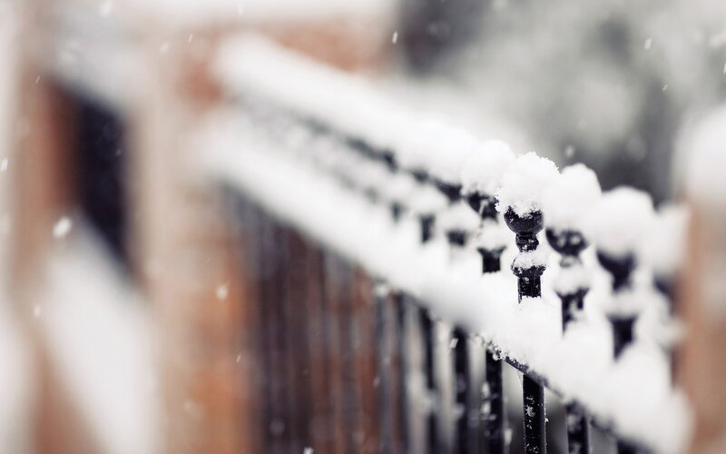 Snow-covered Fence — White, Calm, Winter, Photograph, Snow, Building