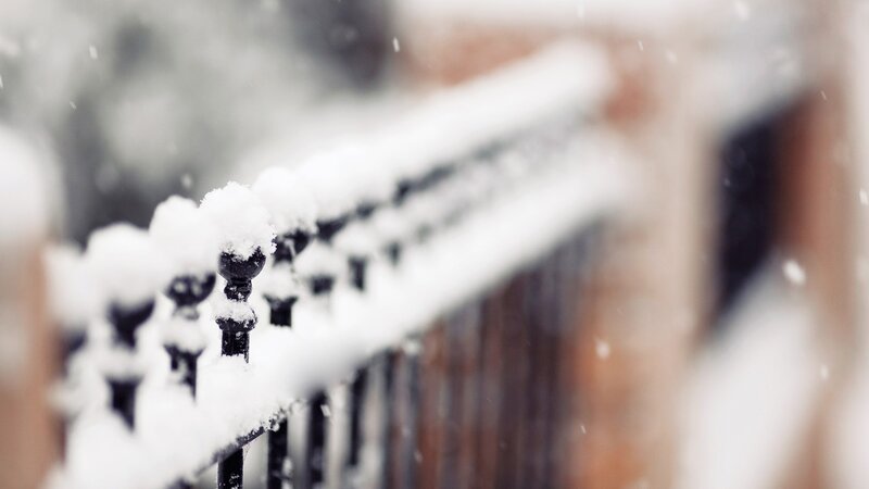 Snow-covered Fence — White, Calm, Winter