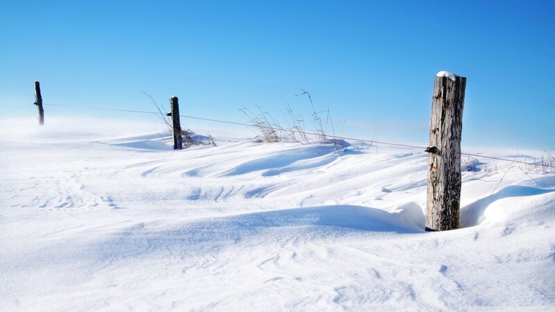Snow-covered Fence — White, Serene, Winter, Photograph, Fence Post