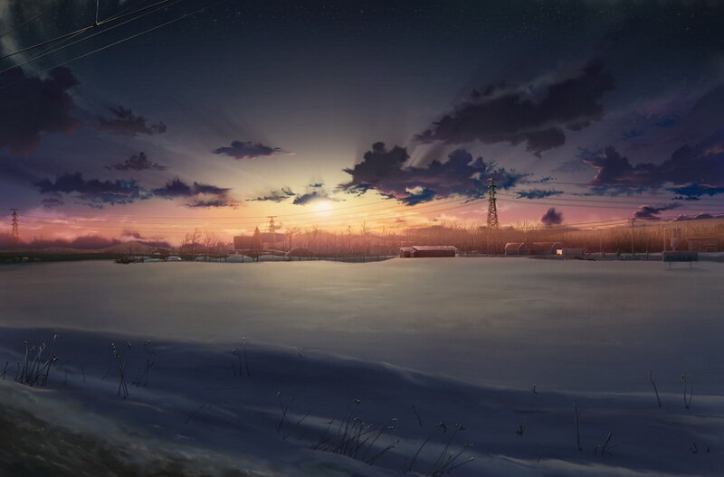 Snow-covered Field at Dusk — Purple, Serene