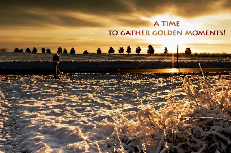 Snow-covered Field at Sunset — Gold