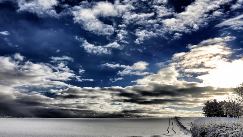 Snow-covered Field — Blue, Dramatic