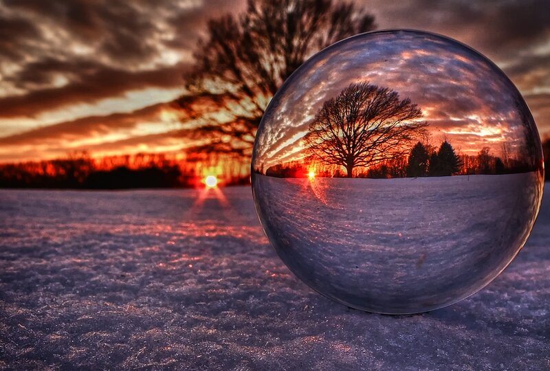 Snow-covered Field with Crystal Ball