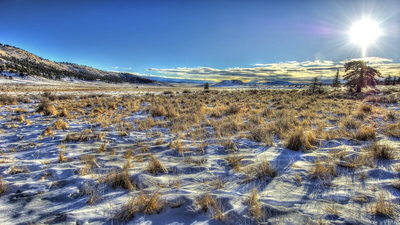 Snow-covered Field with Hills
