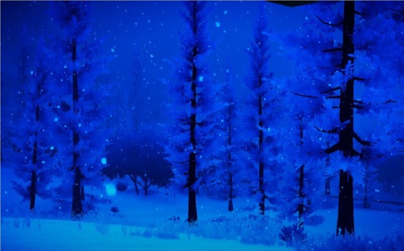 Snow-covered Forest — Blue, Serene, Night, 3d Render
