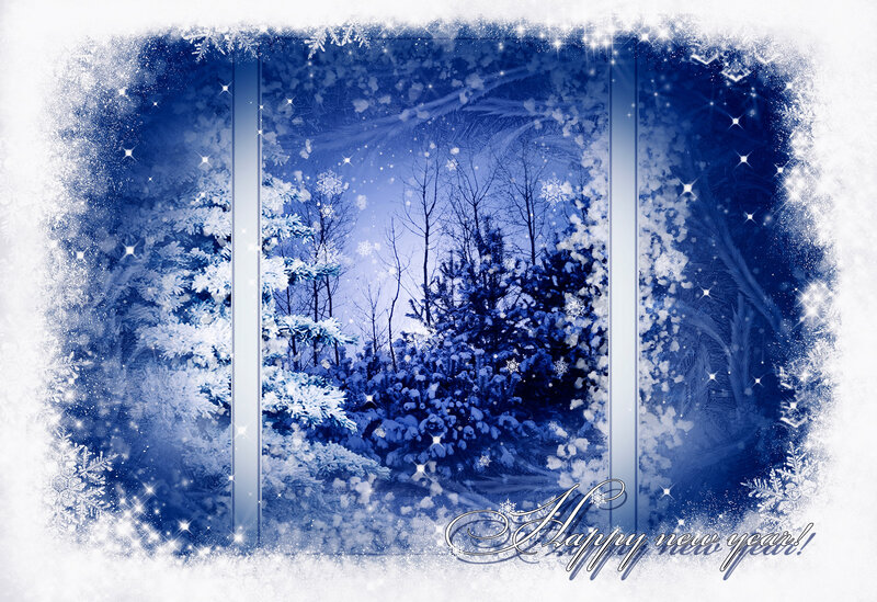 Snow-covered Forest — Blue, Serene, Winter, Digital Art