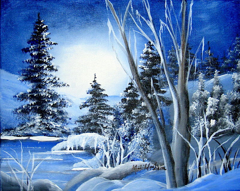 Snow-covered Forest — Blue, Serene, Winter