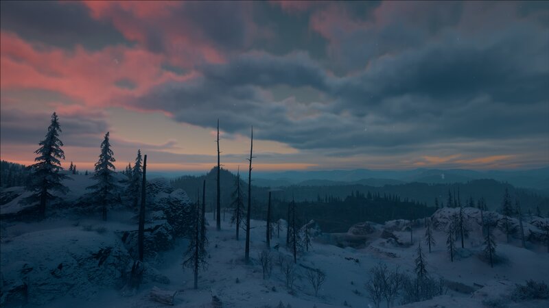 Snow-covered Forest Landscape — Blue, Dramatic, Winter, 3d Render