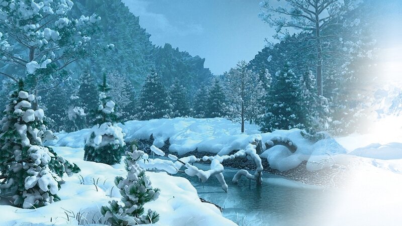 Snow-covered Forest Landscape — Blue